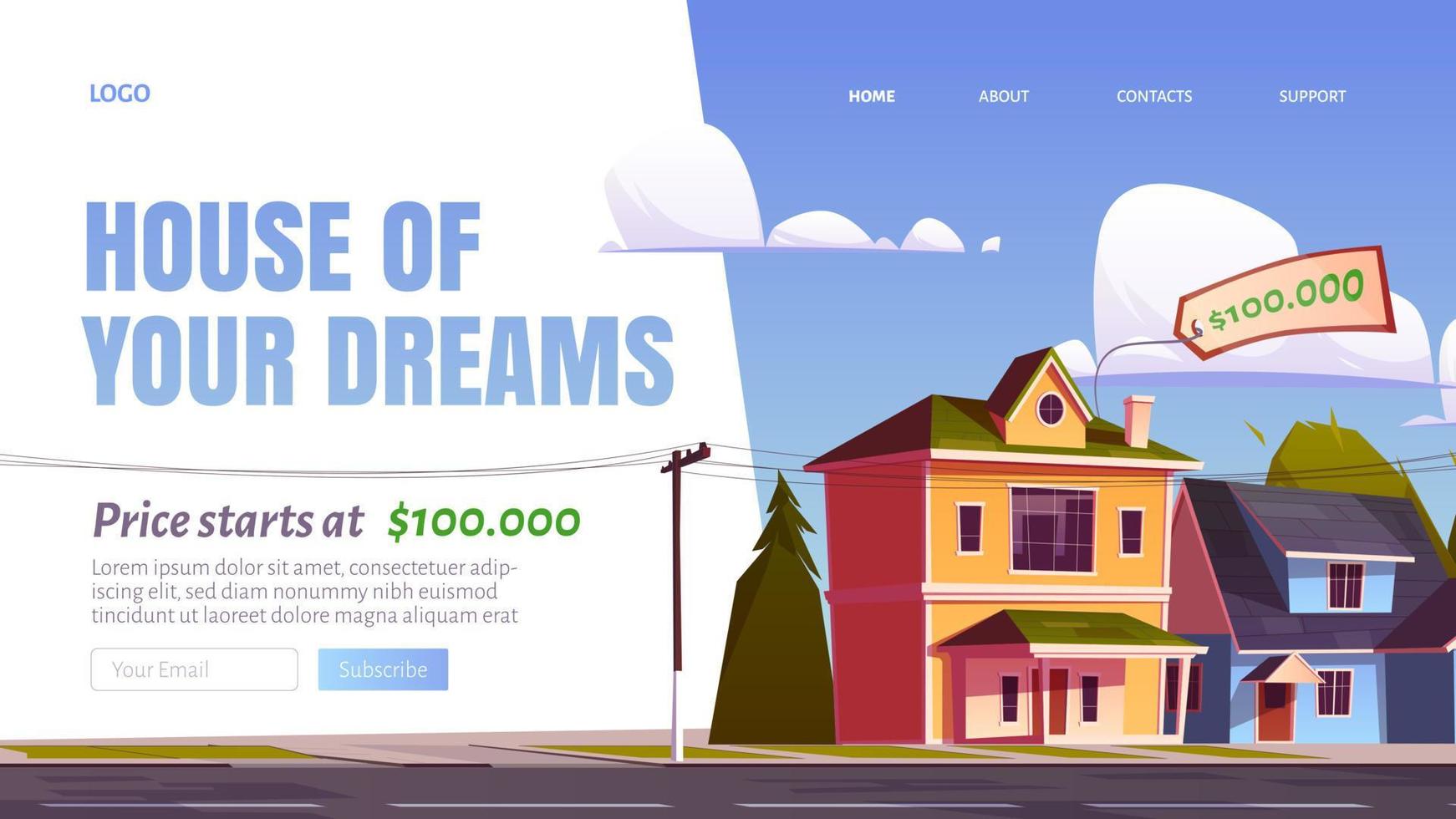 House of your dream cartoon landing page, banner vector