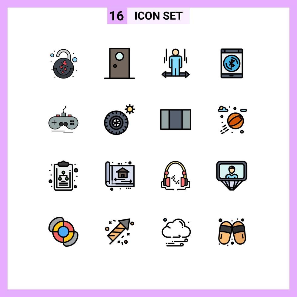 Set of 16 Modern UI Icons Symbols Signs for smartphone connect round bluetooth left Editable Creative Vector Design Elements