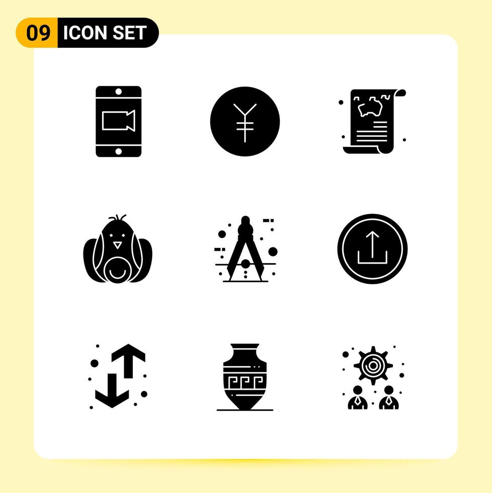 9 Creative Icons for Modern website design and responsive mobile apps 9 Glyph Symbols Signs on White Background 9 Icon Pack vector