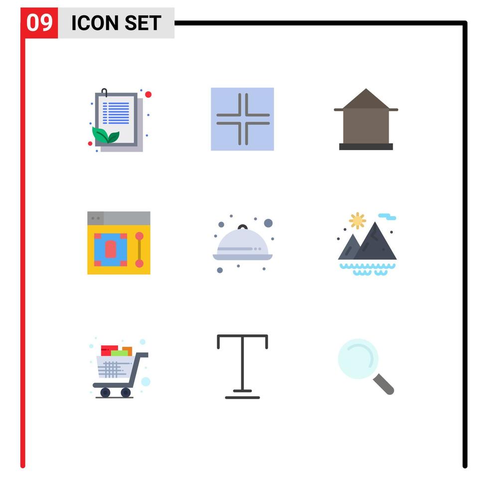 Stock Vector Icon Pack of 9 Line Signs and Symbols for food designer building design shack Editable Vector Design Elements