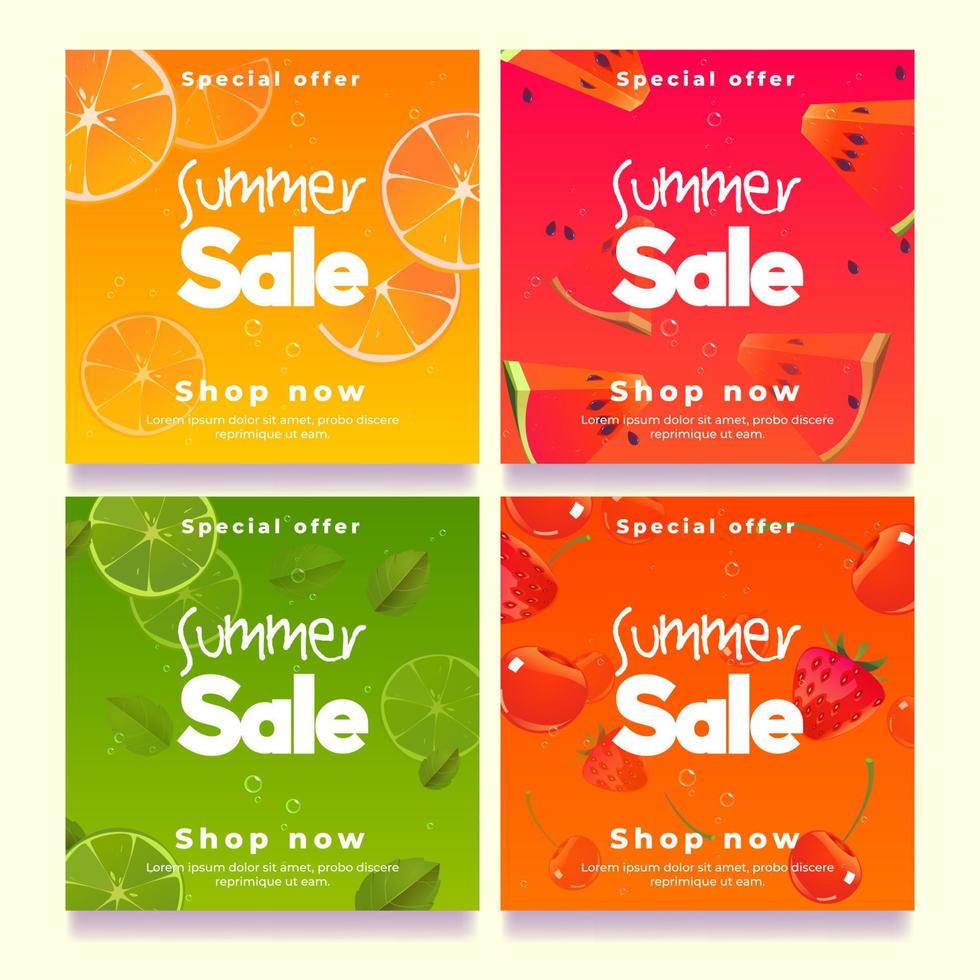 Summer sale banners, social media post template vector