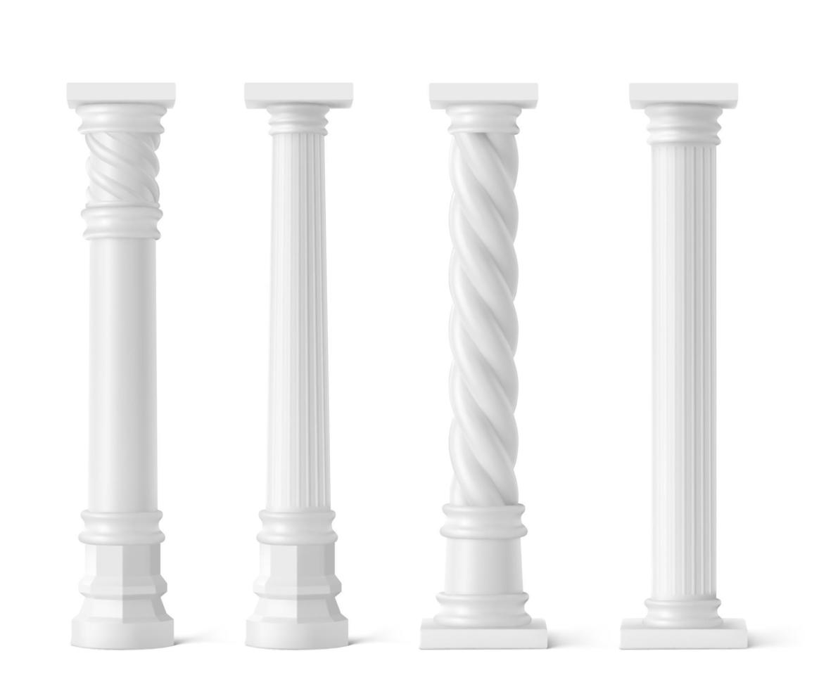 conjunto de columnas antiguas aisladas sobre fondo blanco vector