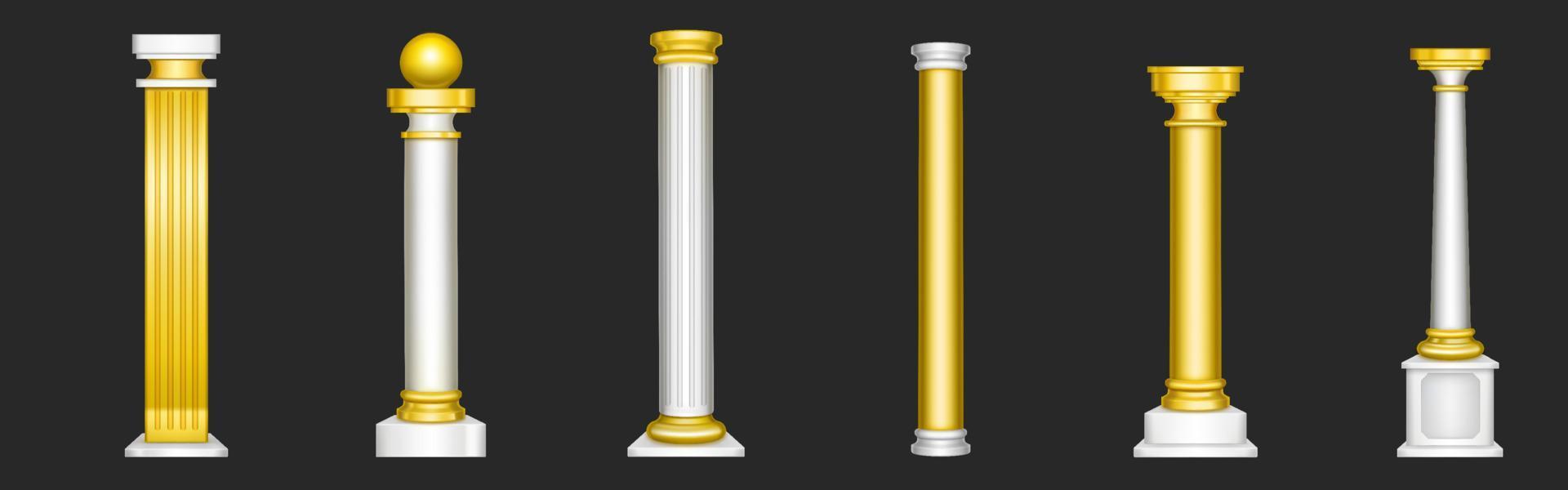 antiguas columnas griegas blancas y doradas vector