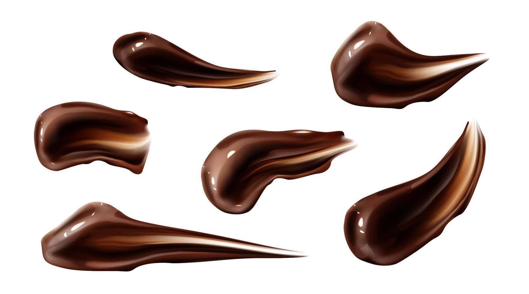 trazos de chocolate, manchas de ganache líquido marrón vector