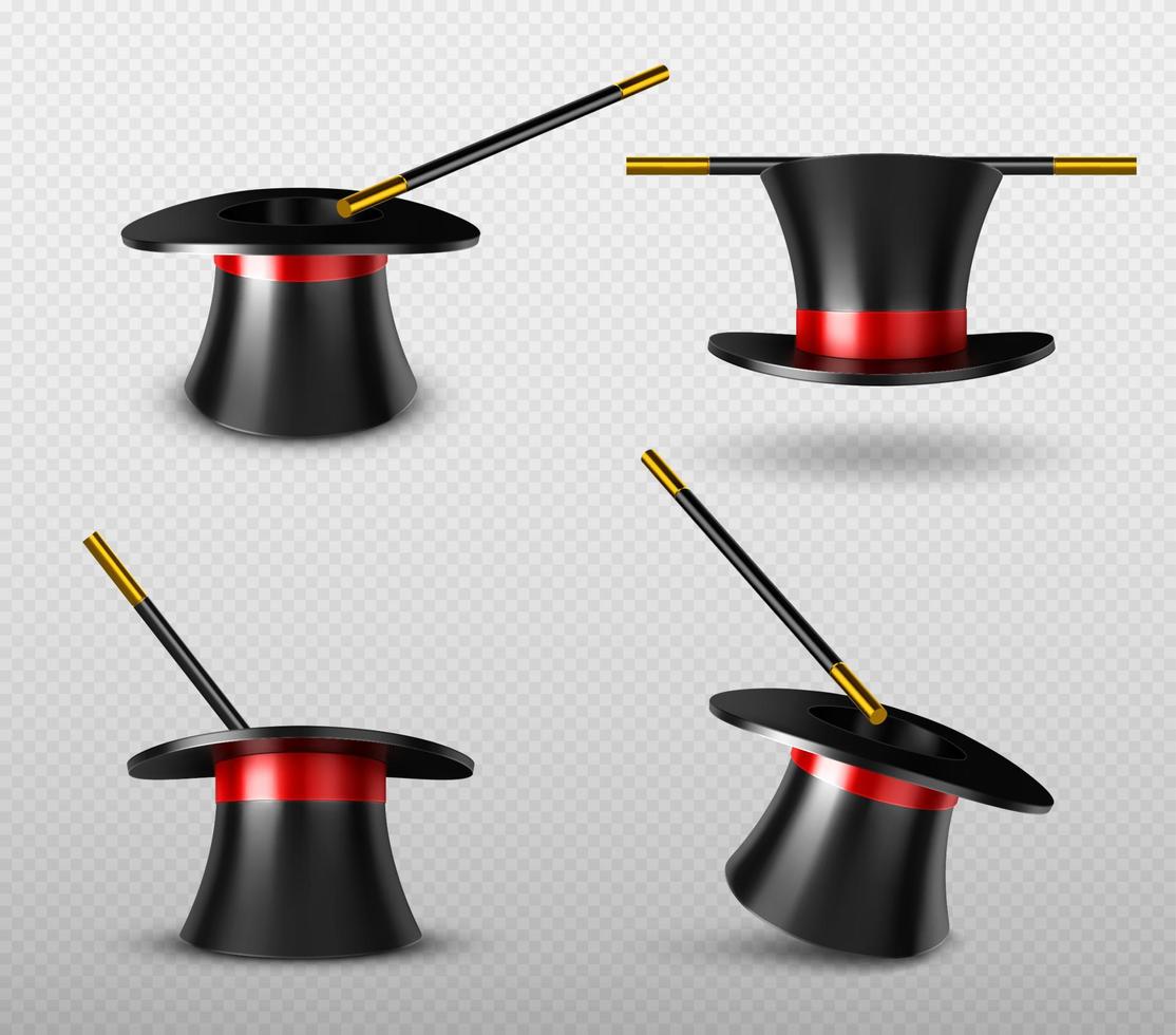 Magician hat and magic wand for circus show vector