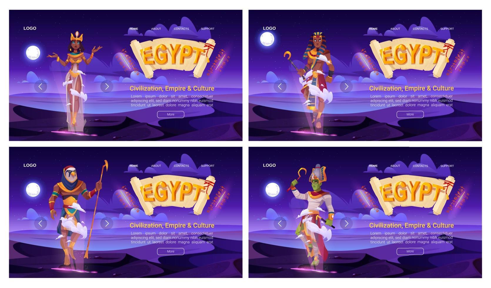 Egypt banners with ancient god and Pharaoh vector
