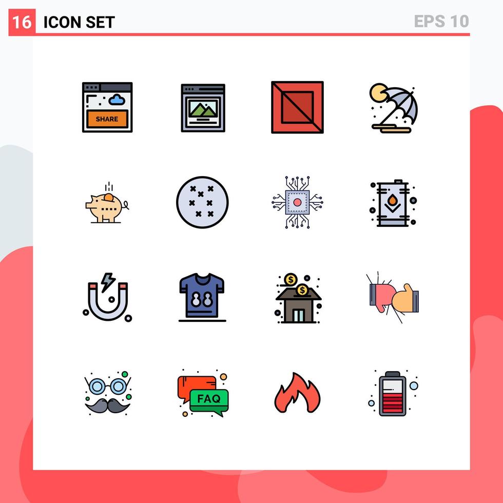 16 Creative Icons Modern Signs and Symbols of safe economy design piggybank umbrella Editable Creative Vector Design Elements