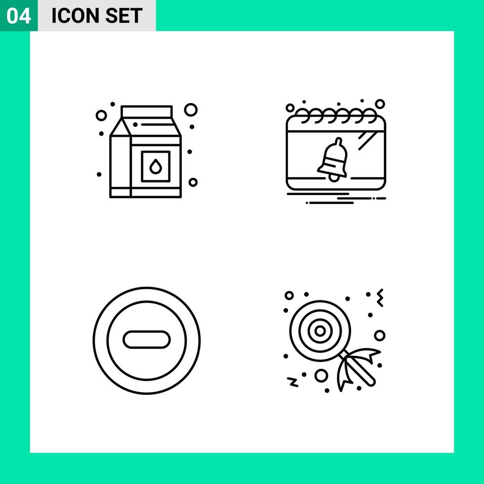 Pack of 4 Line Style Icon Set Outline Symbols for print Creative Signs Isolated on White Background 4 Icon Set vector