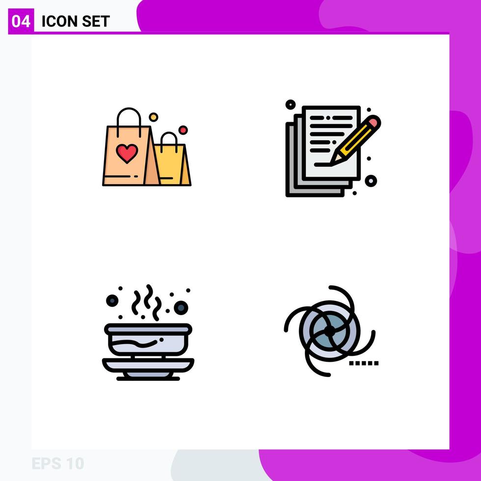 4 Creative Icons Modern Signs and Symbols of handbag hot wedding arts food Editable Vector Design Elements