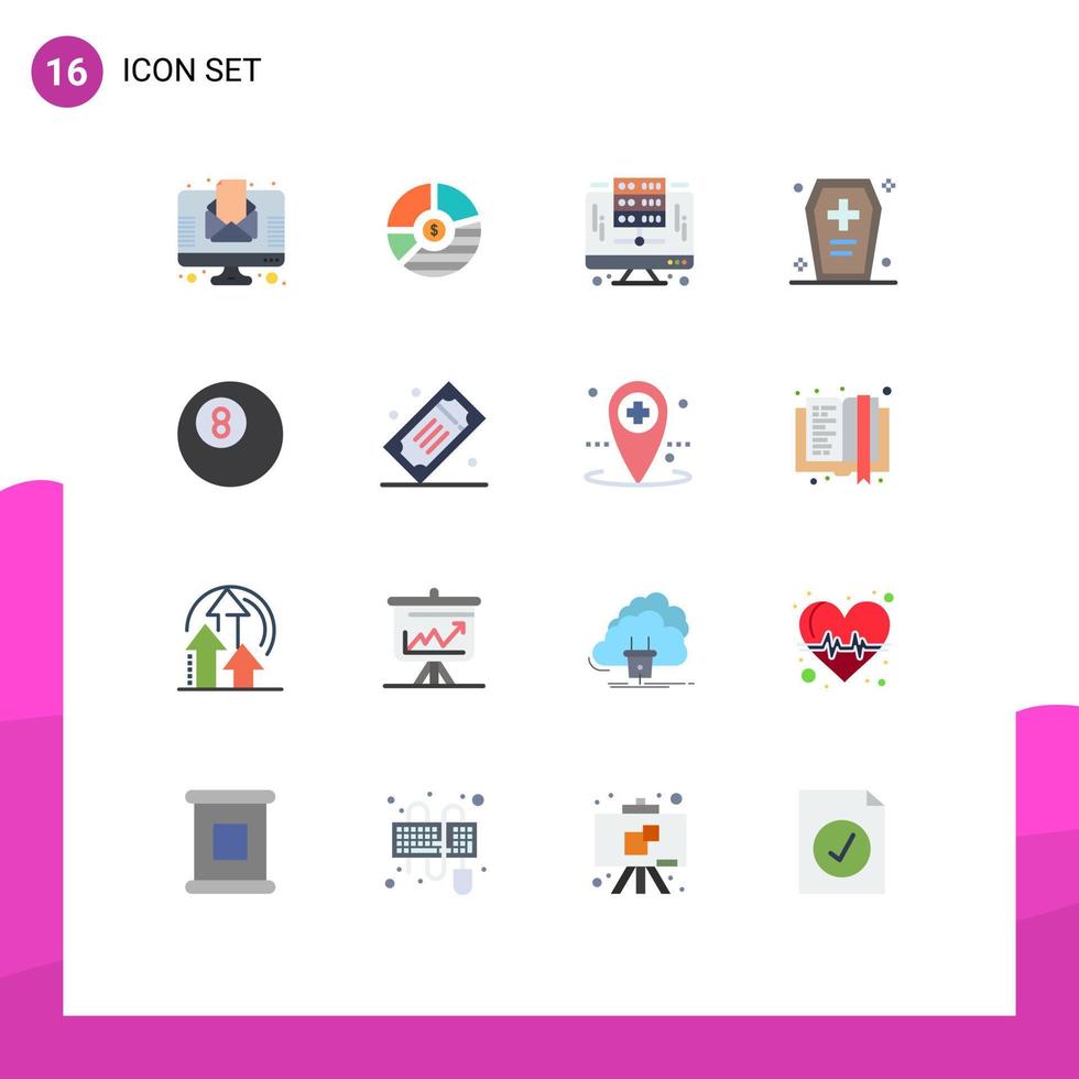 Group of 16 Modern Flat Colors Set for dreadful casket graph server digital Editable Pack of Creative Vector Design Elements