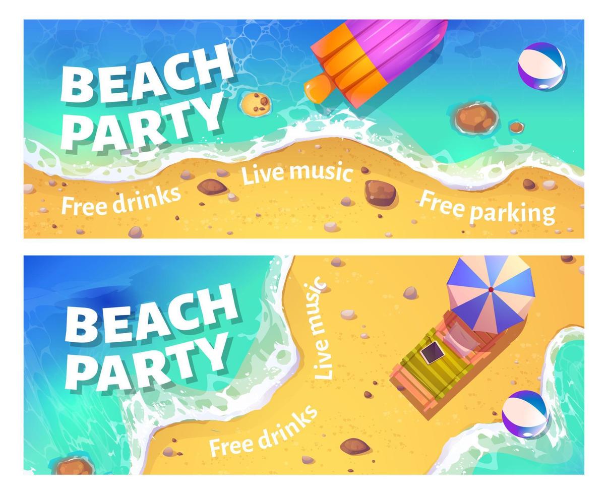 Beach party cartoon flyer with woman in ocean vector