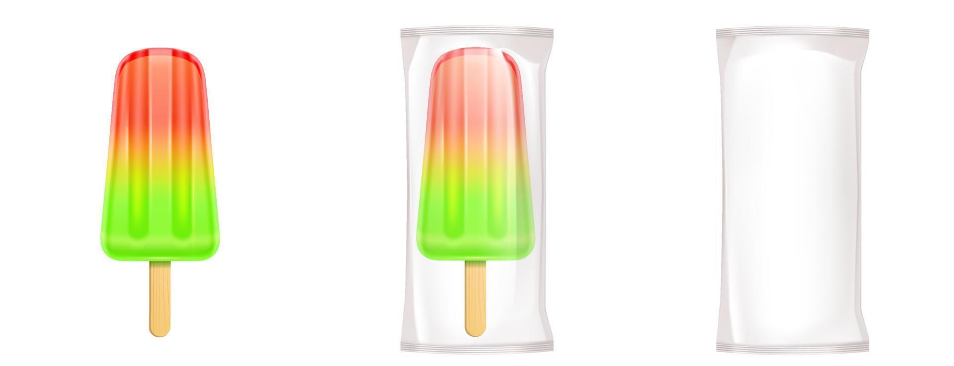 helado de frutas en paquete, paleta en palo vector