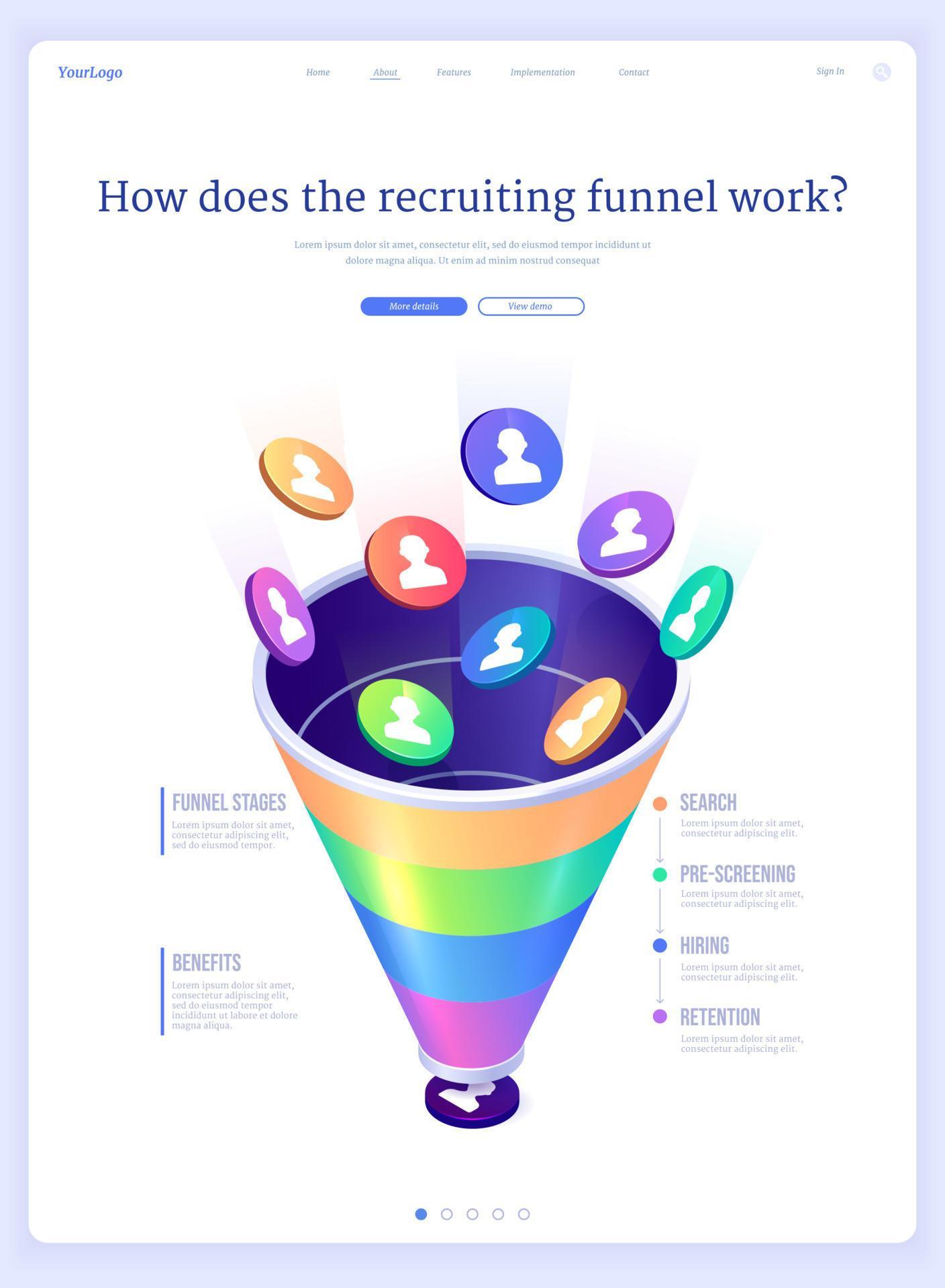 Recruiting funnel, hiring isometric landing page 14779388 Vector Art at Vecteezy