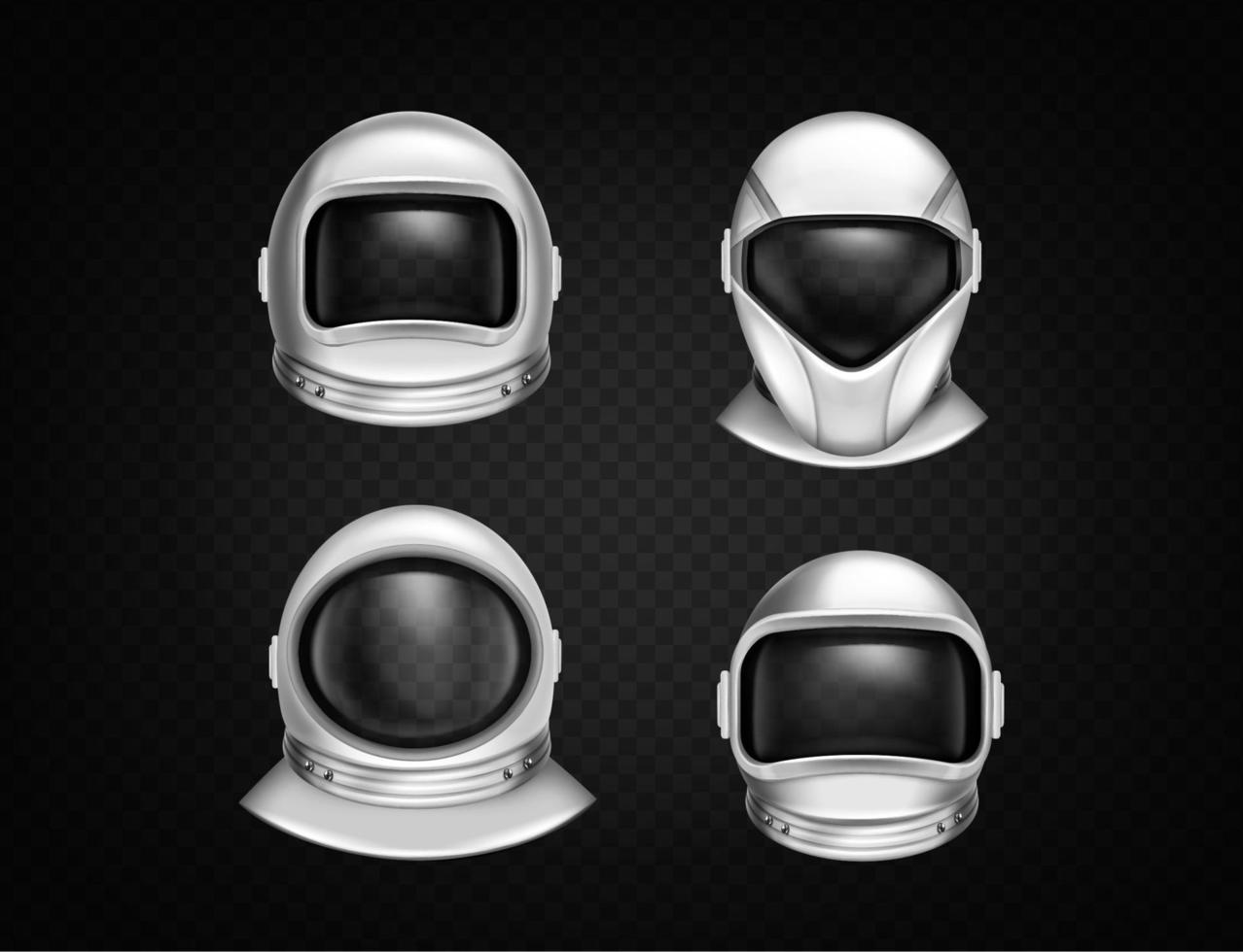 Astronaut helmets, cosmonaut suit mask vector