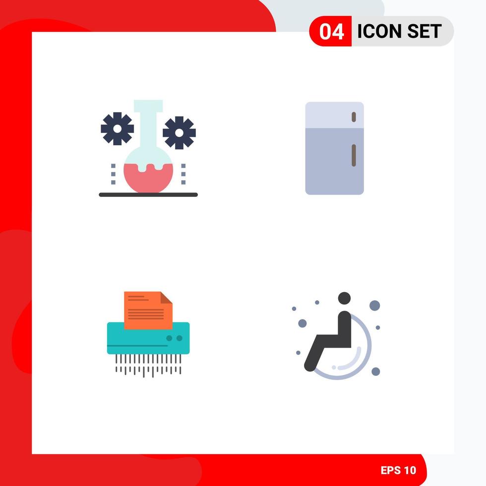 User Interface Pack of 4 Basic Flat Icons of bear lab household scientific research fridge confidential Editable Vector Design Elements