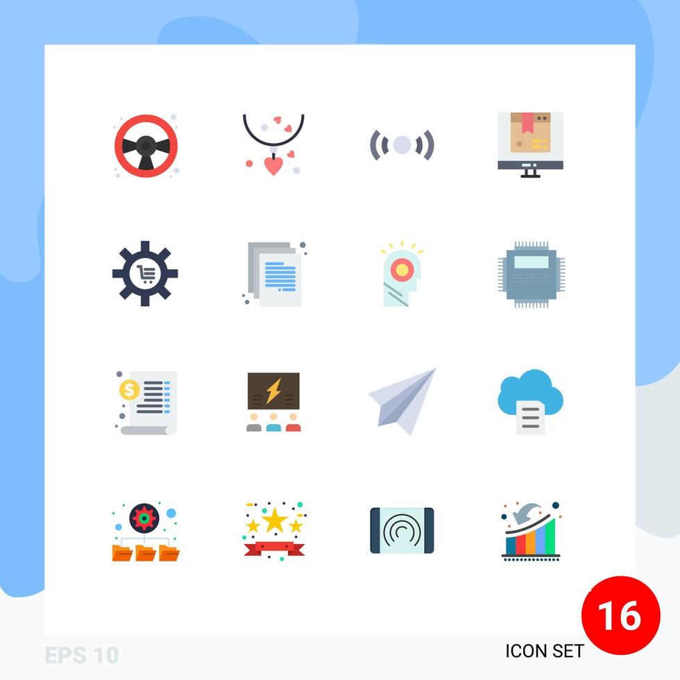 Modern Set of 16 Flat Colors and symbols such as valentine product basic computer ux Editable Pack of Creative Vector Design Elements