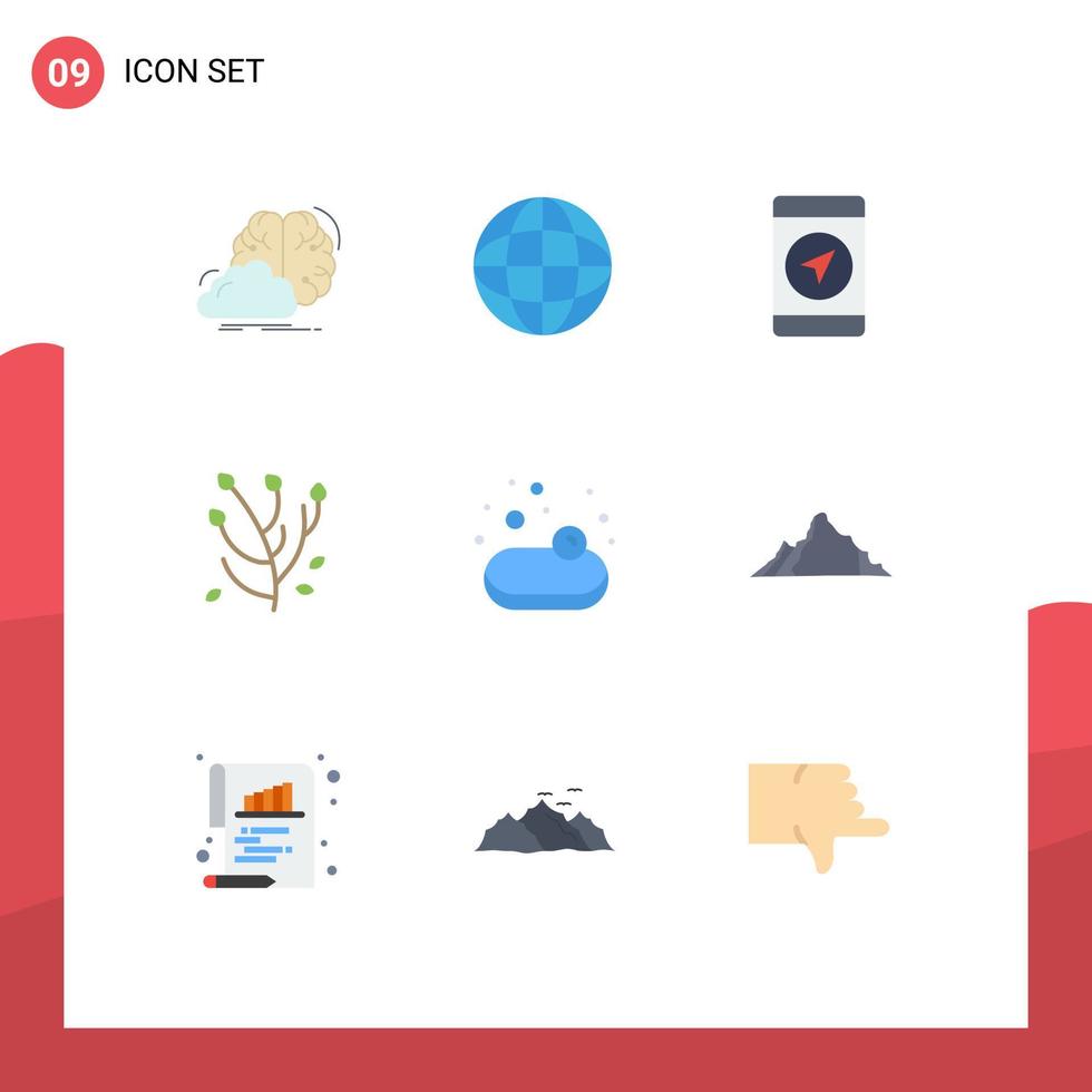 9 Creative Icons Modern Signs and Symbols of soup flower global anemone flower gps Editable Vector Design Elements