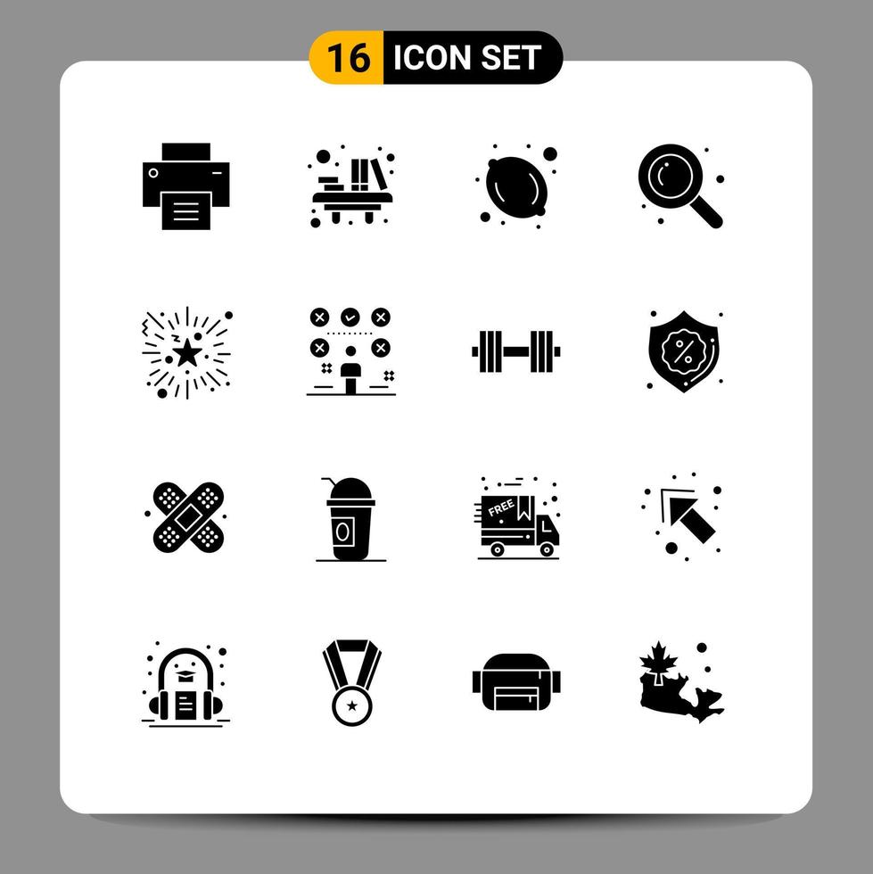 Stock Vector Icon Pack of 16 Line Signs and Symbols for fireworks event table searching detective Editable Vector Design Elements