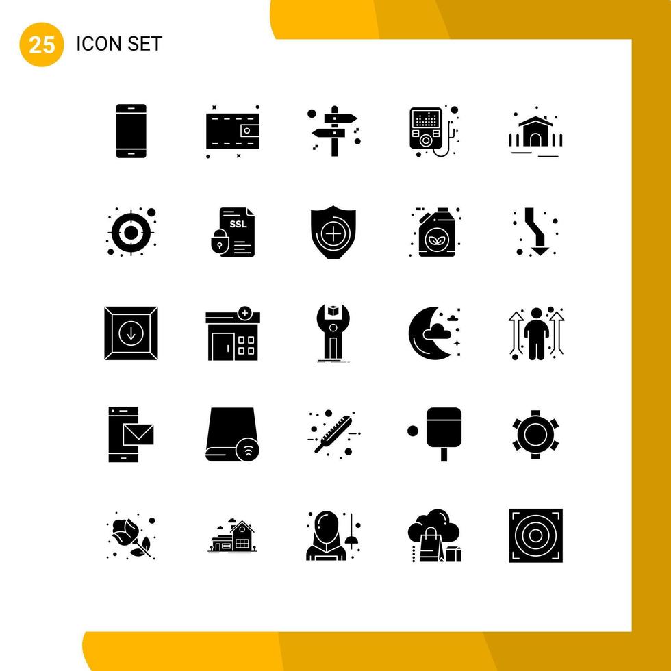 25 Universal Solid Glyph Signs Symbols of audience patio business garden player Editable Vector Design Elements