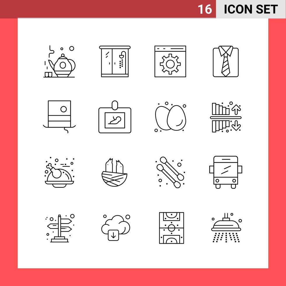 16 Icon Pack Line Style Outline Symbols on White Background Simple Signs for general designing vector