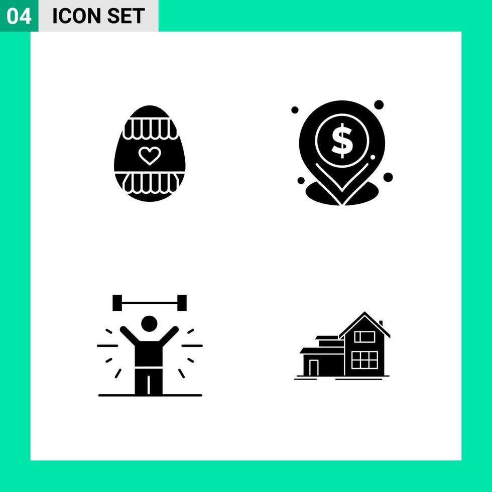 Pack of 4 Solid Style Icon Set Glyph Symbols for print Creative Signs Isolated on White Background 4 Icon Set vector