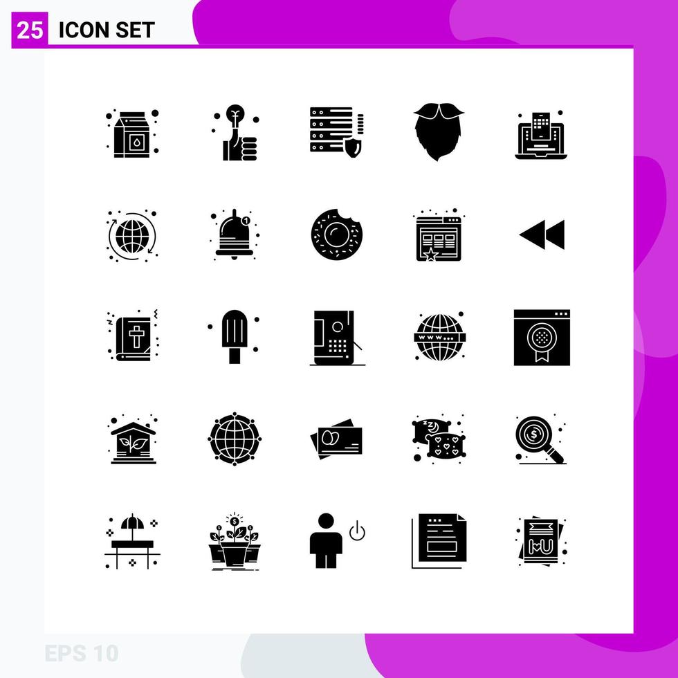 User Interface Pack of 25 Basic Solid Glyphs of blogger men network beared hipster Editable Vector Design Elements