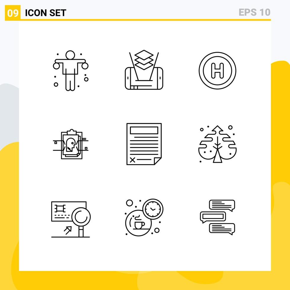 Outline Pack of 9 Universal Symbols of page data hospital contract file Editable Vector Design Elements