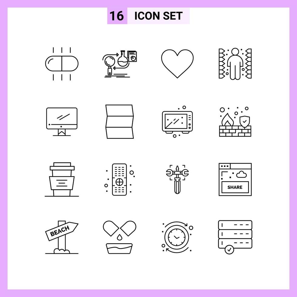 16 iconos en estilo de línea símbolos de contorno sobre fondo blanco signos de vectores creativos para web móvil e impresión