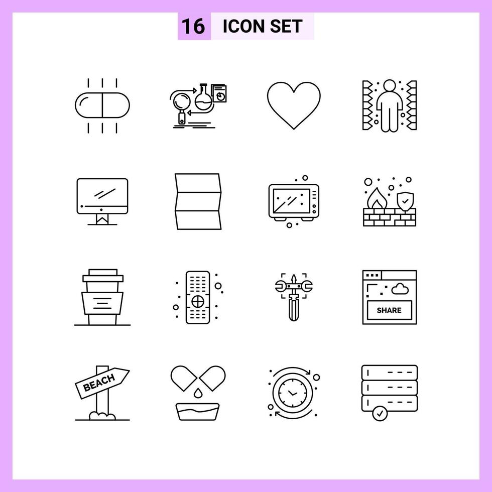 16 Icons in Line Style Outline Symbols on White Background Creative Vector Signs for Web mobile and Print