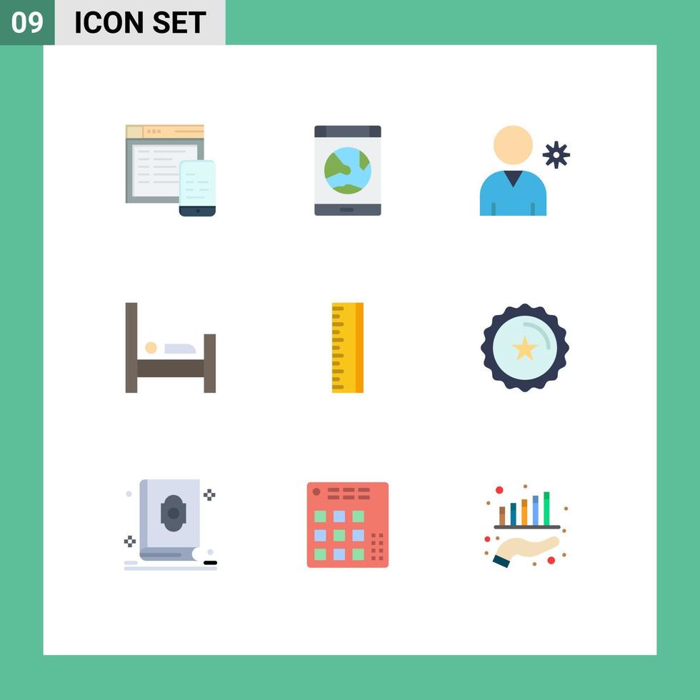 Universal Icon Symbols Group of 9 Modern Flat Colors of design sleep smartphone people bed Editable Vector Design Elements