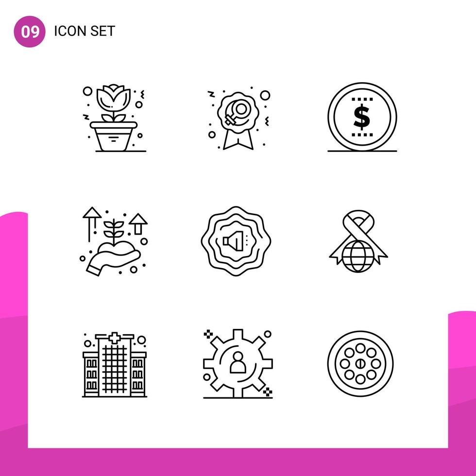 Outline Icon set Pack of 9 Line Icons isolated on White Background for responsive Website Design Print and Mobile Applications vector