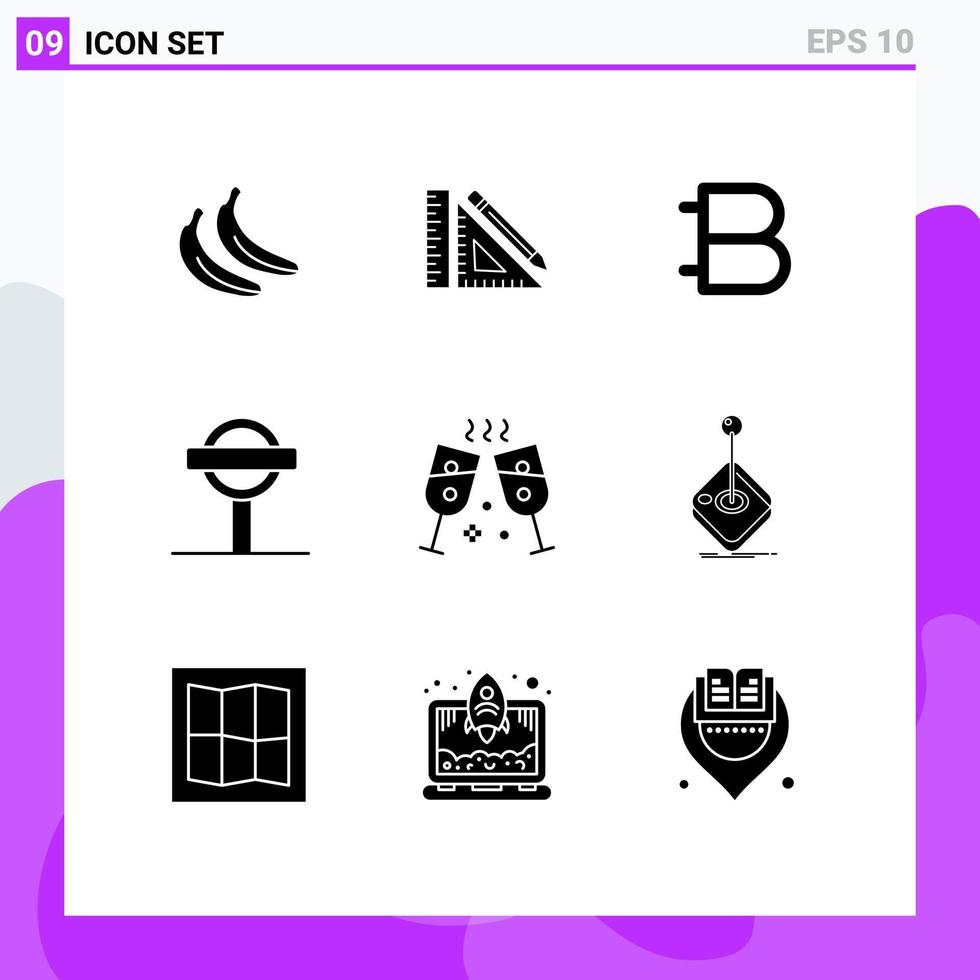 9 Universal Solid Glyphs Set for Web and Mobile Applications signs sign clip road cryptocurrency Editable Vector Design Elements