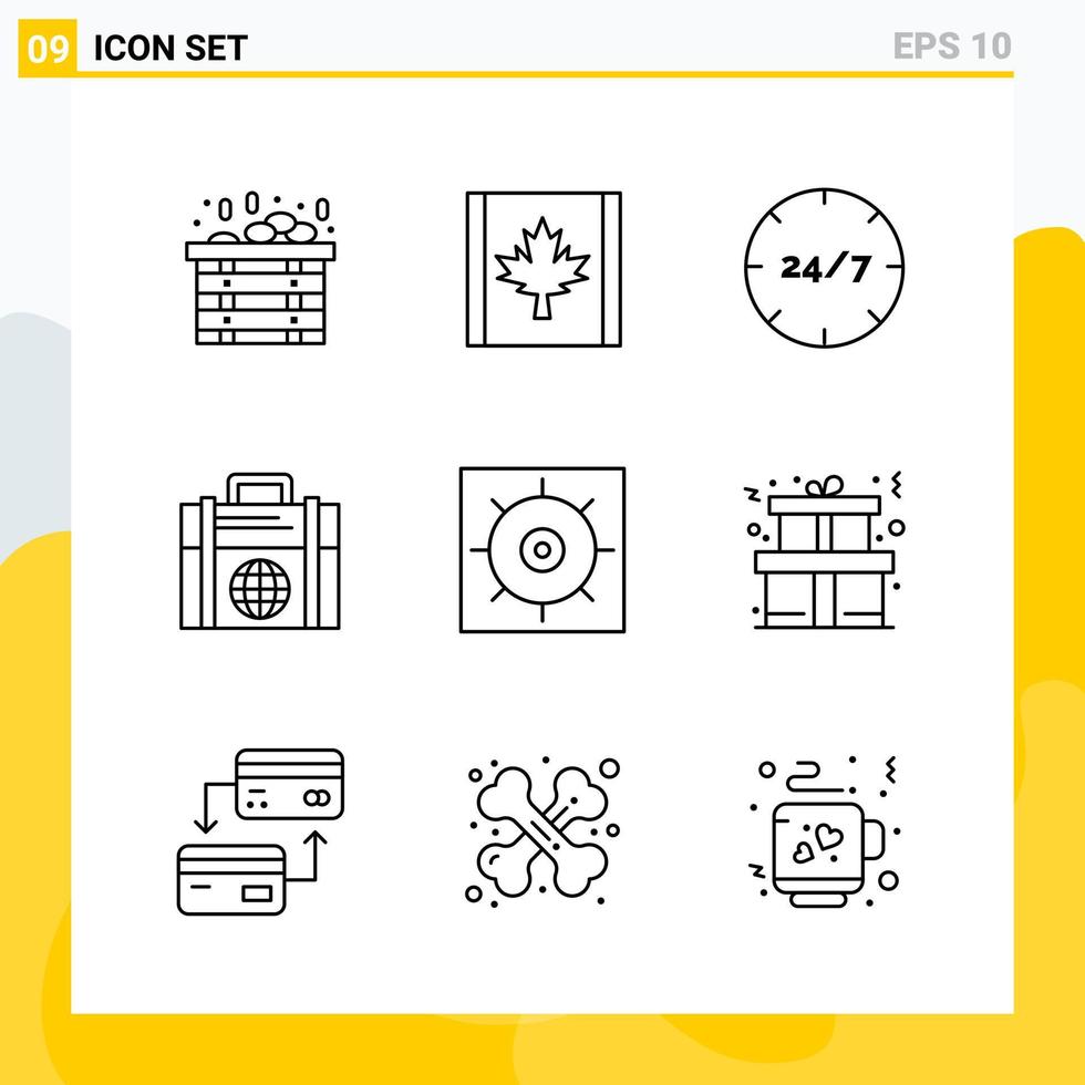 Collection of 9 Universal Line Icons Icon Set for Web and Mobile vector