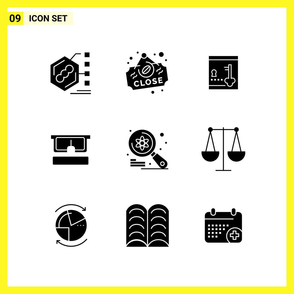 9 Icon Set Simple Solid Symbols Glyph Sign on White Background for Website Design Mobile Applications and Print Media vector