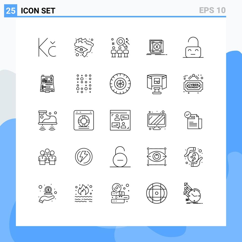 Set of 25 Modern UI Icons Symbols Signs for off server team problem application Editable Vector Design Elements