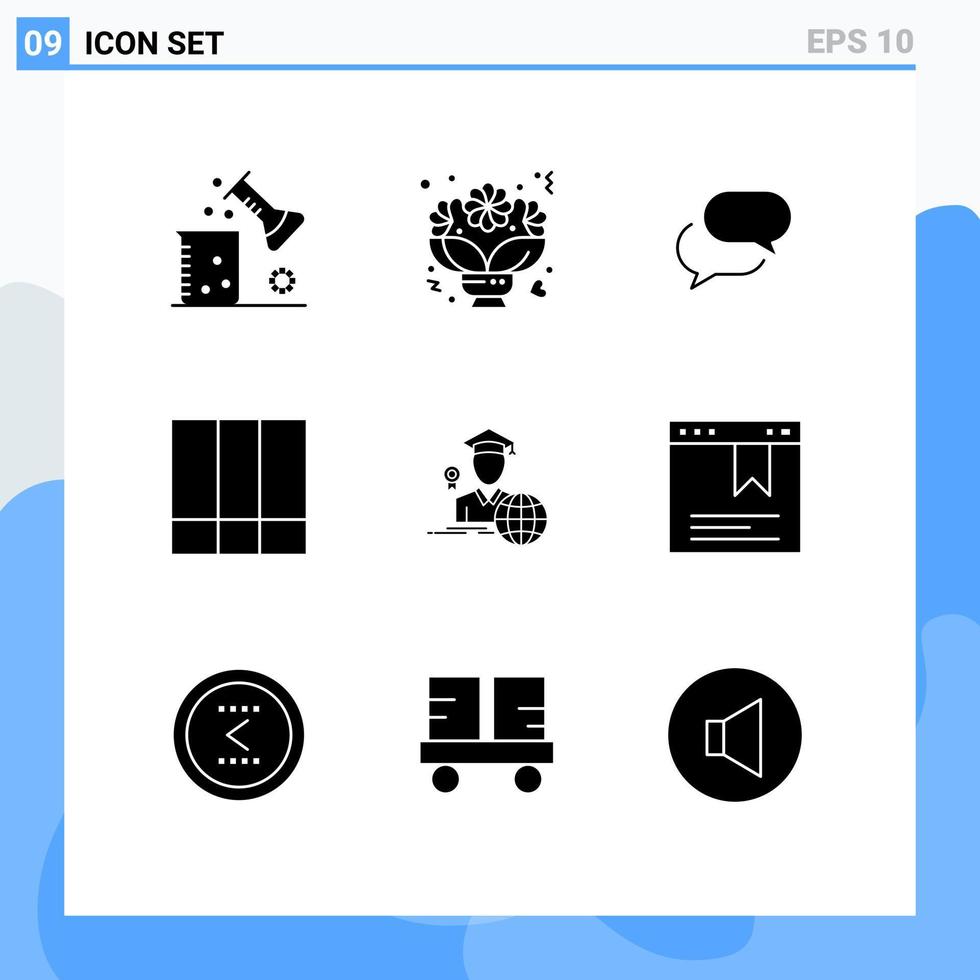 Modern Set of 9 Solid Glyphs Pictograph of lines grid layout romantic grid sms Editable Vector Design Elements