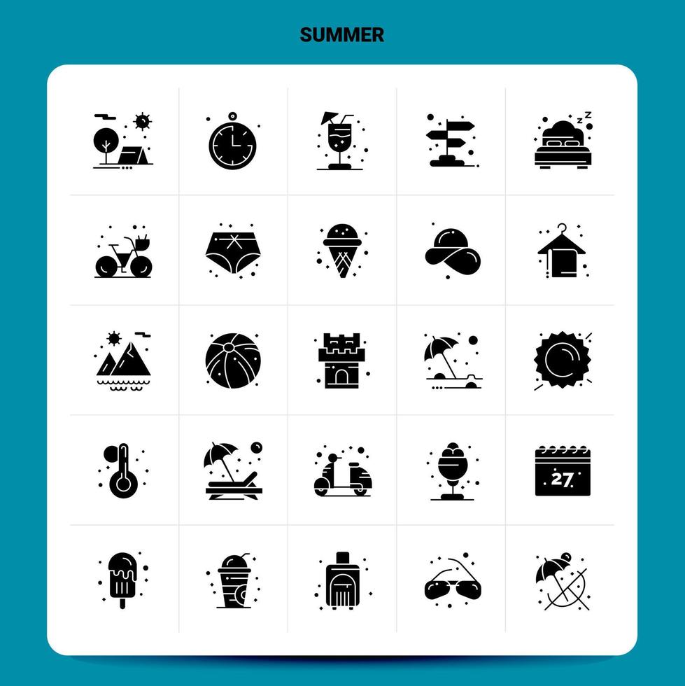 Solid 25 Summer Icon set Vector Glyph Style Design Black Icons Set Web and Mobile Business ideas design Vector Illustration