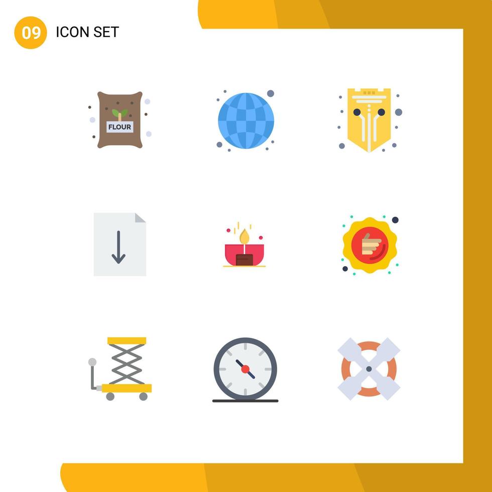 Editable Vector Line Pack of 9 Simple Flat Colors of dark export internet download web Editable Vector Design Elements