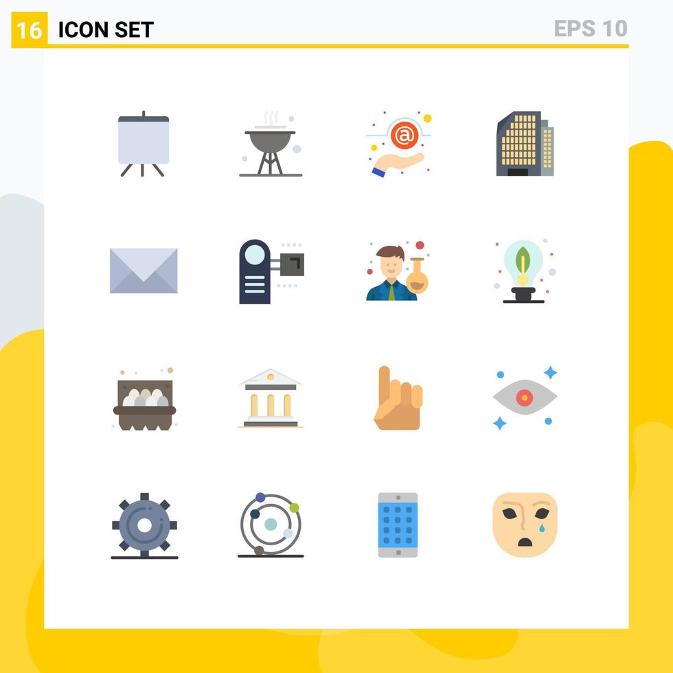 16 iconos creativos signos y símbolos modernos de comunicación de mensajes de contacto de correo electrónico que construyen un paquete editable de elementos de diseño de vectores creativos