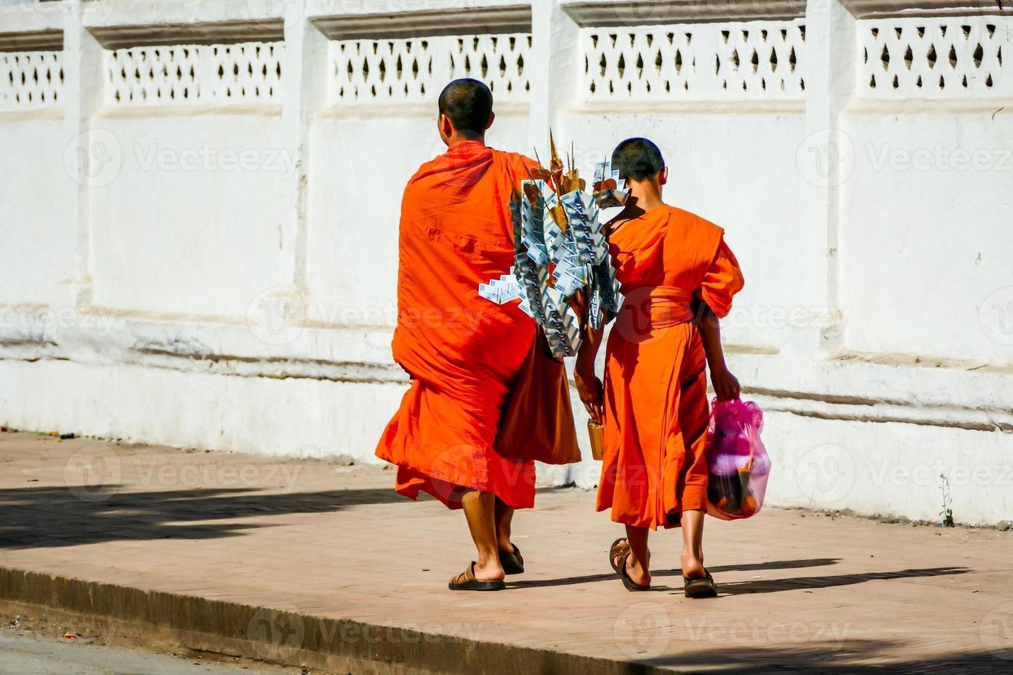 Two monks walking photo