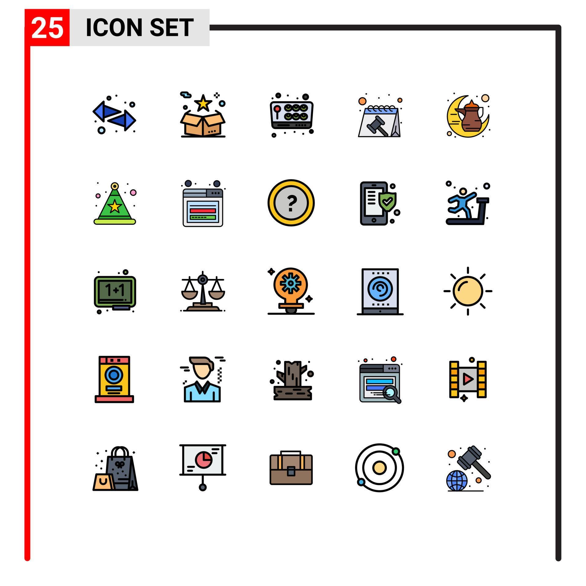 Pack of 25 creative Filled line Flat Colors of pot date delivery