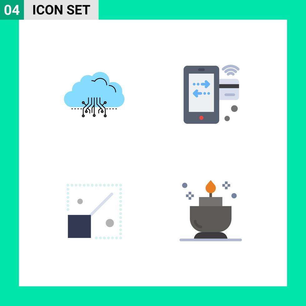 4 Creative Icons Modern Signs and Symbols of cloud wifi hosting credit resize Editable Vector Design Elements
