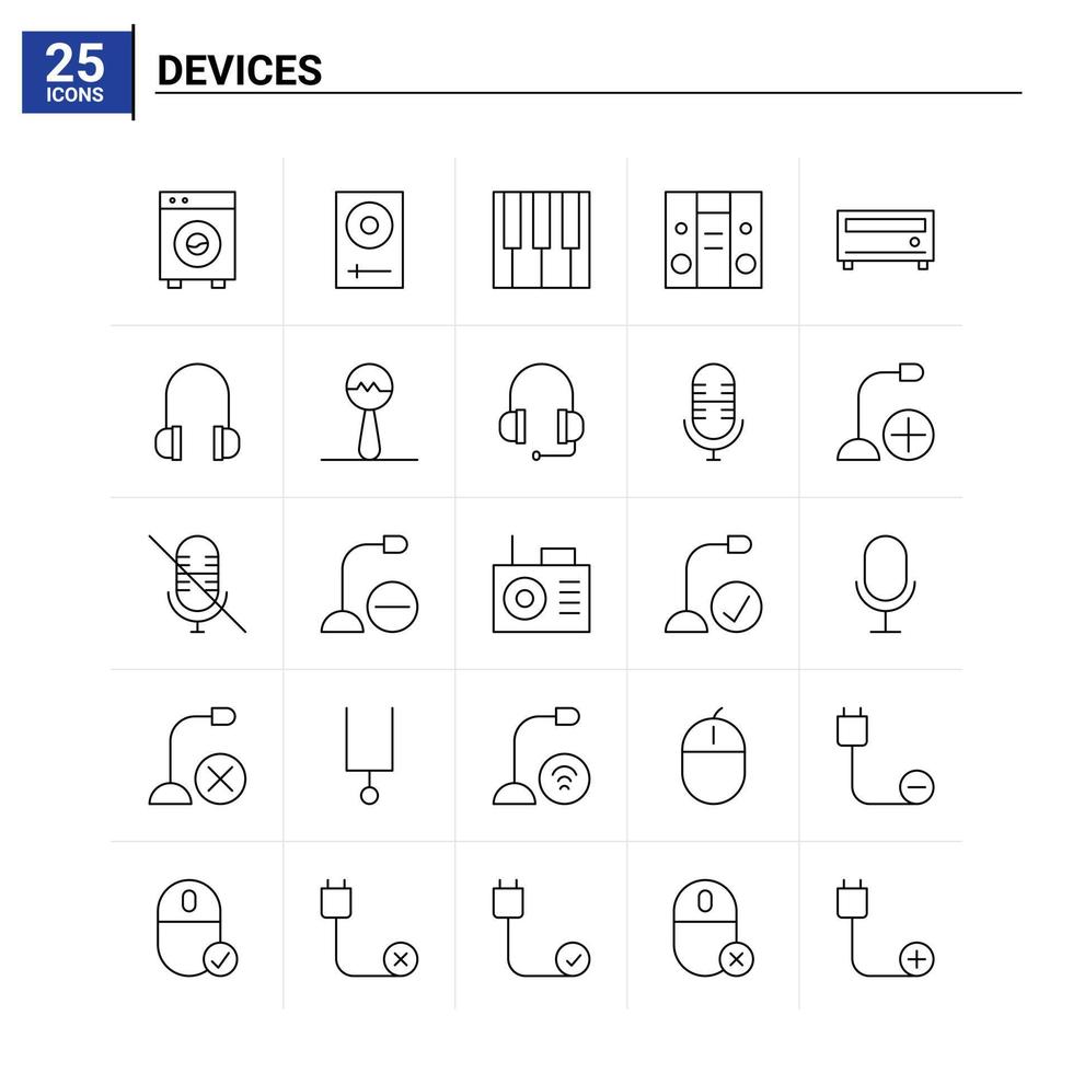 25 Devices icon set vector background