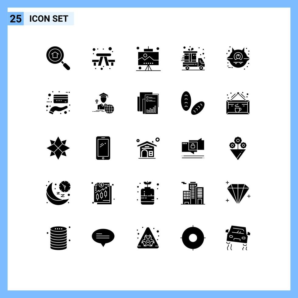 Set of 25 Modern UI Icons Symbols Signs for card cat office animal cyber monday Editable Vector Design Elements