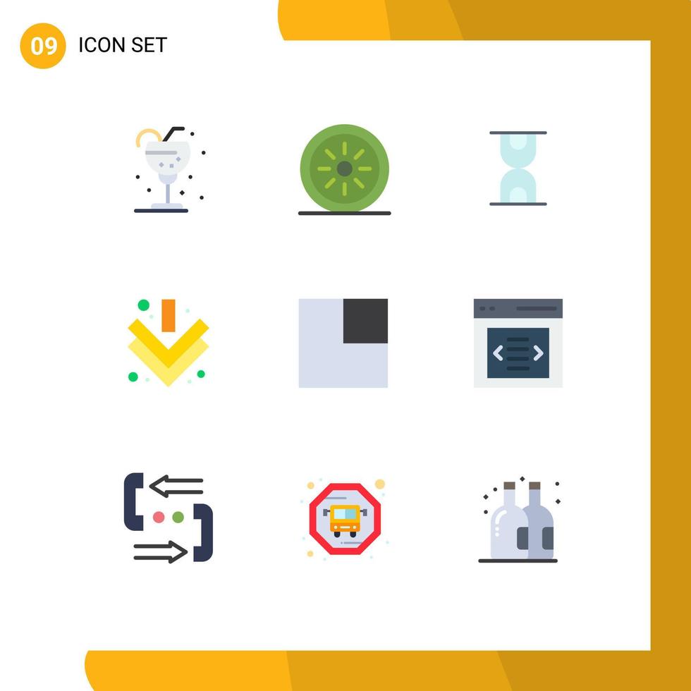 9 Thematic Vector Flat Colors and Editable Symbols of communication layout glass expand down Editable Vector Design Elements