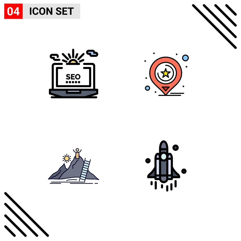 4 Creative Icons Modern Signs and Symbols of seo success configuration maps development Editable Vector Design Elements