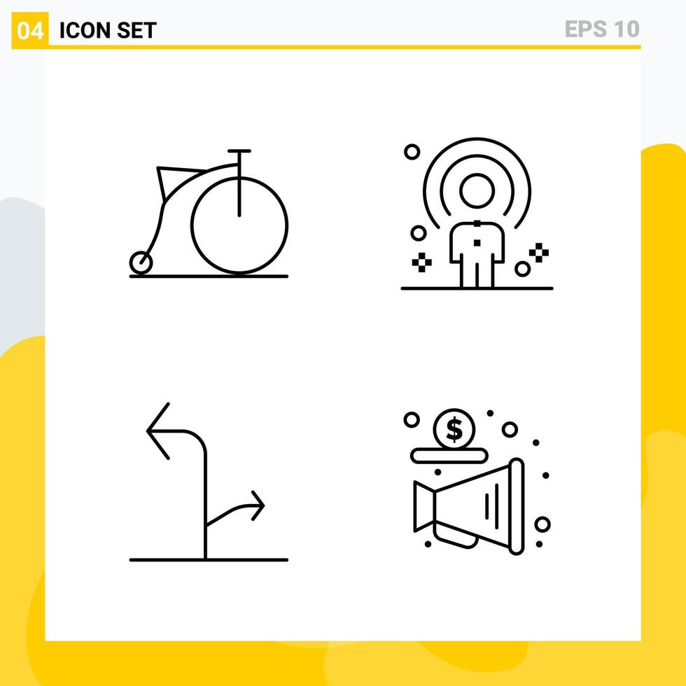 colección de 4 iconos de línea universal conjunto de iconos para web y móvil vector