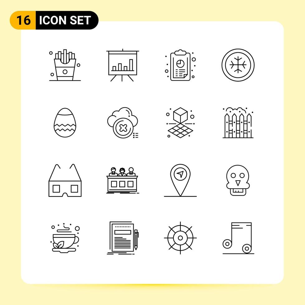 16 iconos creativos signos y símbolos modernos de análisis de huevos en la nube elementos de diseño vectorial editables de escarcha de pascua vector