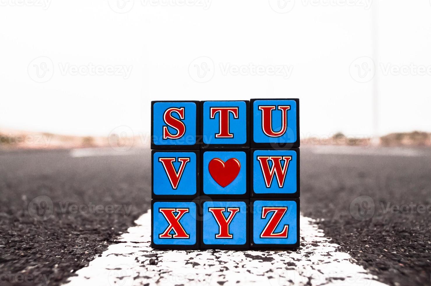 Alphabet cube close-up photo
