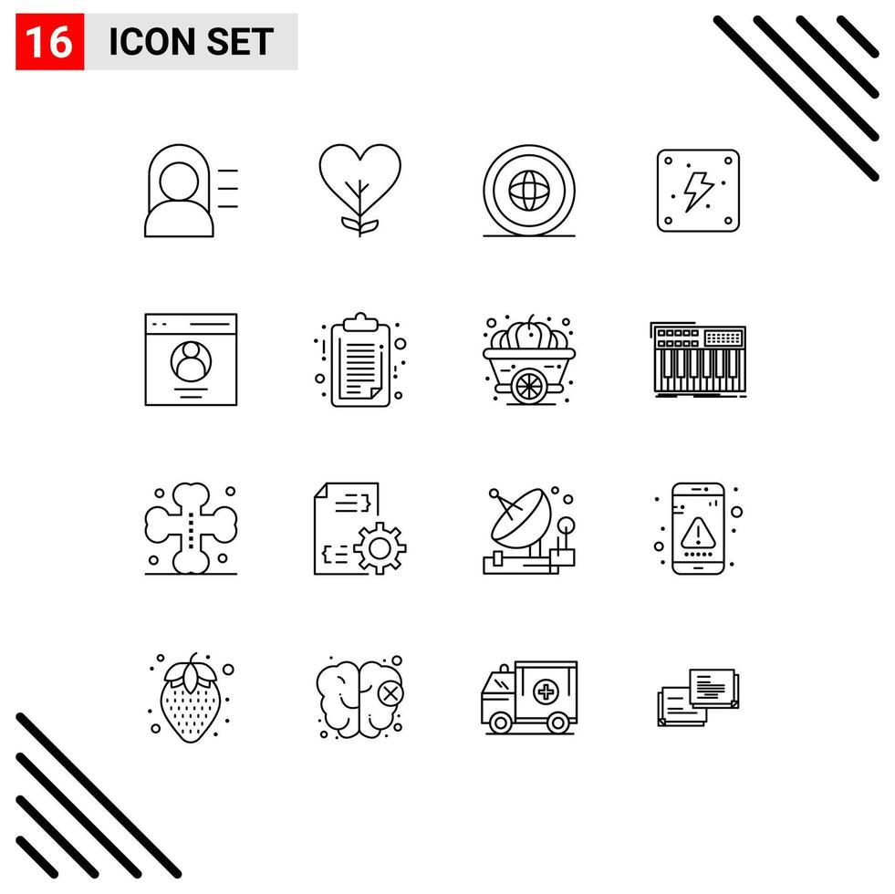16 Thematic Vector Outlines and Editable Symbols of interface power country energy location Editable Vector Design Elements